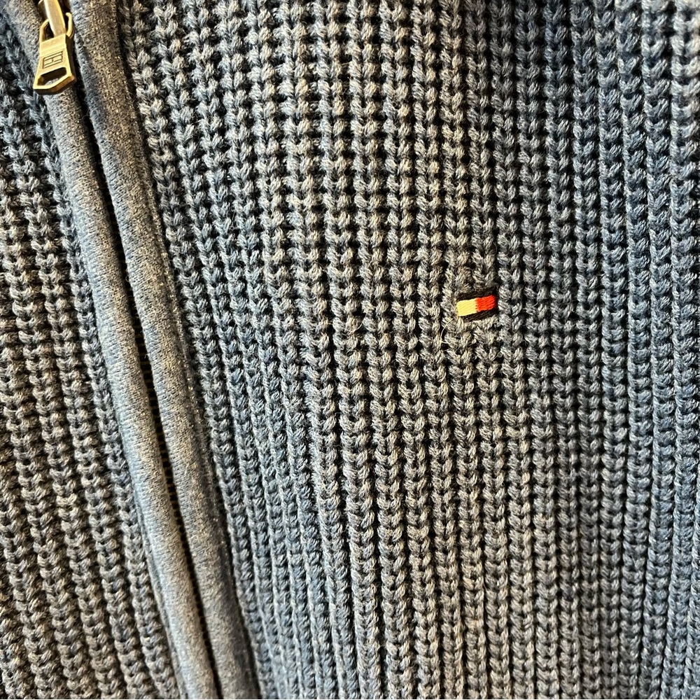 Men’s Tommy Hilfiger Knitted Front Blue Jacket Medium - Picture 2 of 6